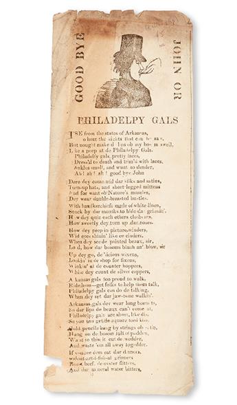 (SLAVERY AND ABOLITION.) RACIST PARODY SONG SHEET. Good Bye John, or Philadelpy Gals.